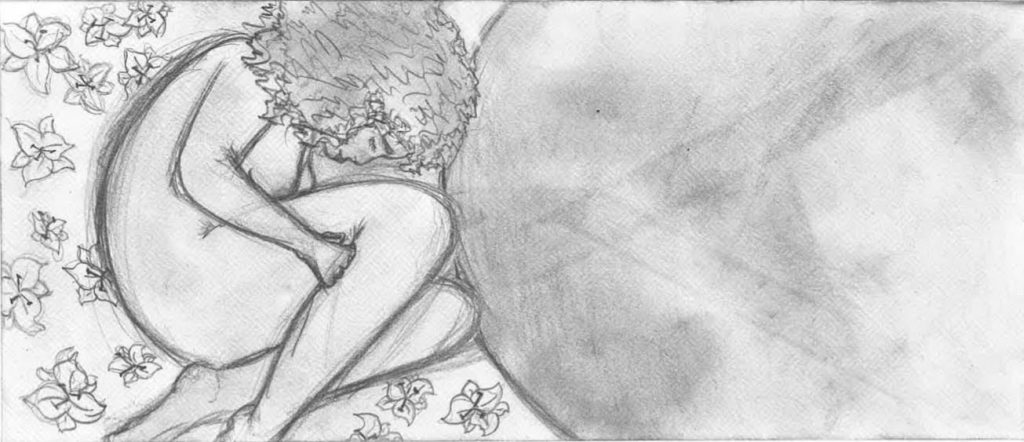 The traditional drawing of "Together" drawn on the front of an envelop.